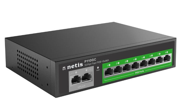 Коммутатор Netis P110GC (8xGE PoE, Max PoE 100W, 2xGE uplink RJ45 ports)