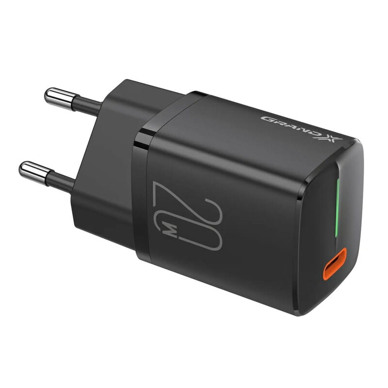 Сетевое зарядное устройство Grand-X USB-C PD3.0 20W QC4.0, FCP, AFC Black (CH-790)