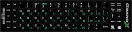 Наліпка на клавіатуру Grand-X 68 keys Green, Latin Ukr white (GXDGUA)