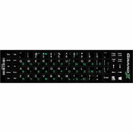 Наклейки на клавиатуру Grand-X 68 keys Green, Latin Ukr White (GXDGUA)