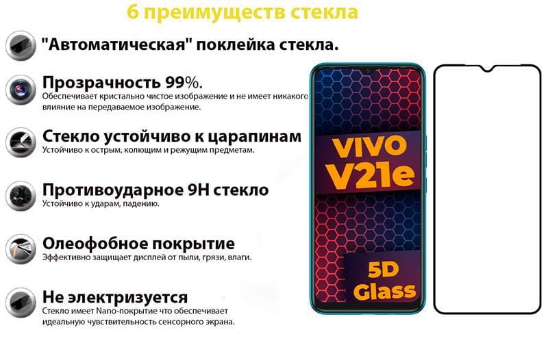 Защитное стекло BeCover для Vivo V21E Black (707246)