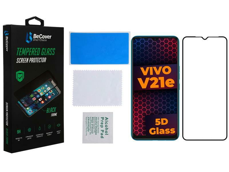 Защитное стекло BeCover для Vivo V21E Black (707246)