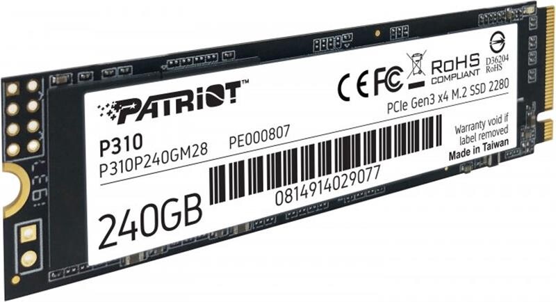 Накопитель SSD  240GB Patriot P310 M.2 2280 PCIe NVMe 3.0 x4 TLC (P310P240GM28)