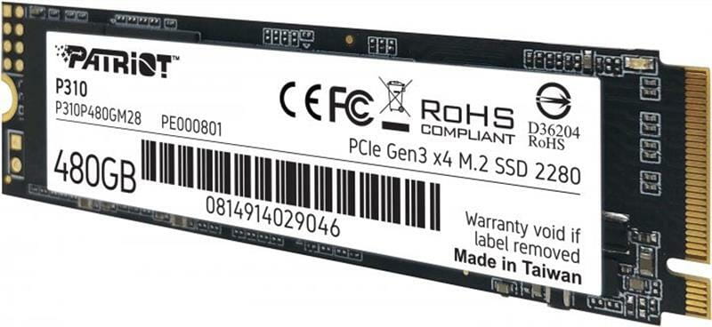 Накопичувач SSD  480GB Patriot P310 M.2 2280 PCIe NVMe 3.0 x4 TLC (P310P480GM28)
