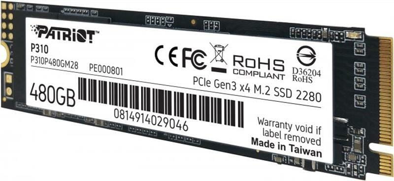 Накопитель SSD  480GB Patriot P310 M.2 2280 PCIe NVMe 3.0 x4 TLC (P310P480GM28)