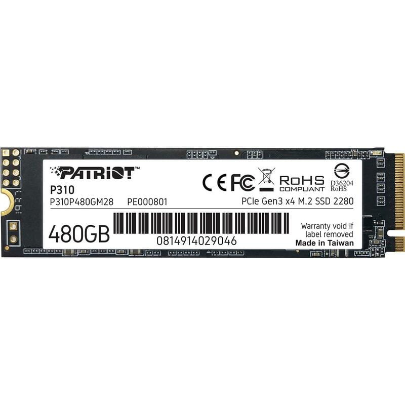 Накопитель SSD  480GB Patriot P310 M.2 2280 PCIe NVMe 3.0 x4 TLC (P310P480GM28)
