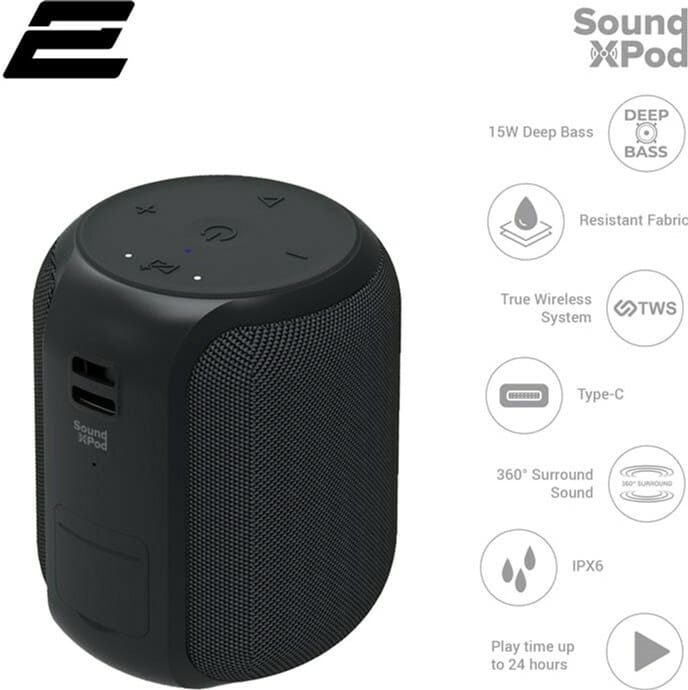Акустическая система 2E SoundXPod TWS MP3 Wireless Waterproof Black (2E-BSSXPWBK)