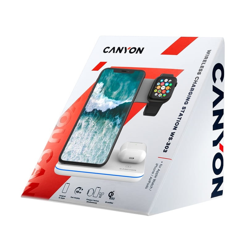 Беспроводное зарядное устройство Canyon CNS-WCS303W White