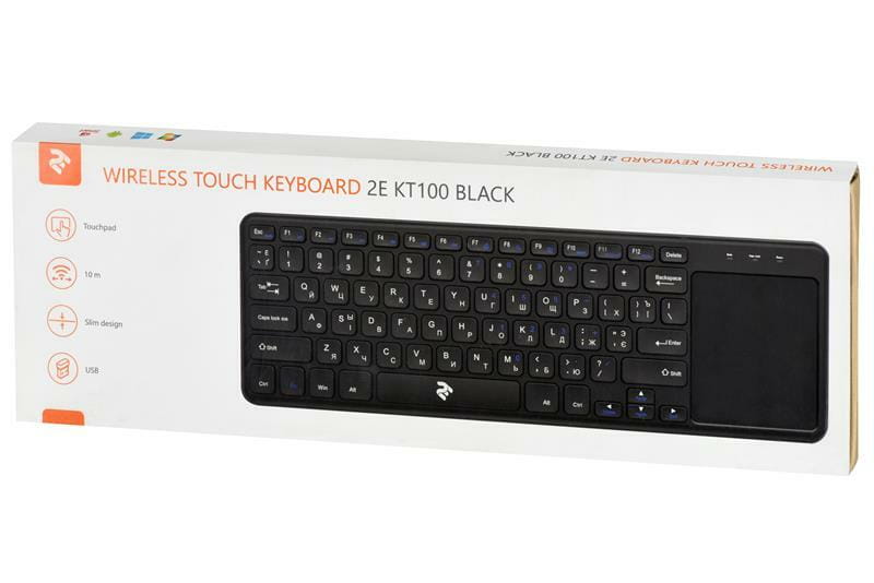 Клавиатура беспроводная 2E KT100 WL Ukr Black (2E-KT100WB)