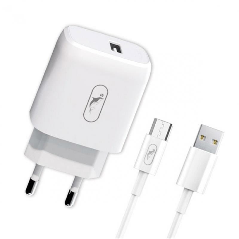 Зарядное устройство SkyDolphin SC22EV (1USB, 2.1A) White (MZP-000160) + кабель microUSB