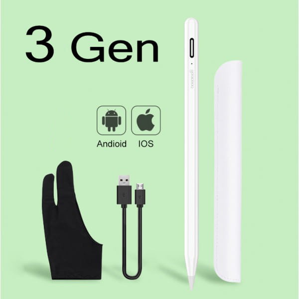 Стилус универсальный Goojodoq Active Magnetic 3 Gen Android iPhone (iPad до 2017) Type-C 1.2mm White (4000001752707W)