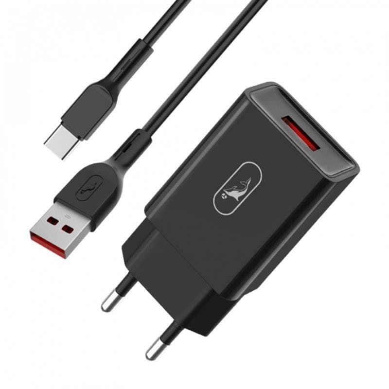 Зарядний пристрій SkyDolphin SC36T (1USB, 2.4A) Black (MZP-000175) + кабель USB Type-C