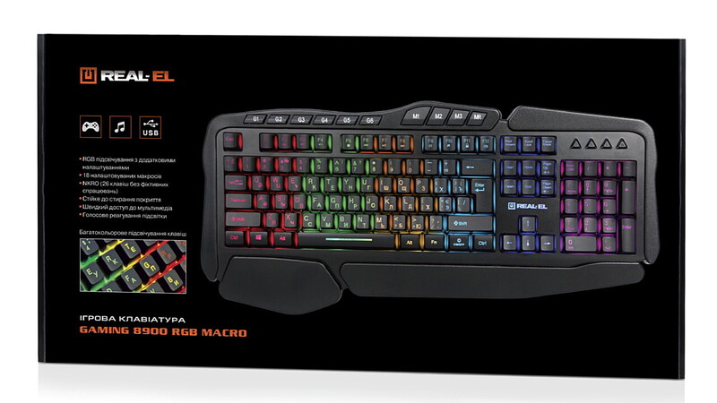 Клавиатура REAL-EL Gaming 8900 RGB Macro Ukr Black
