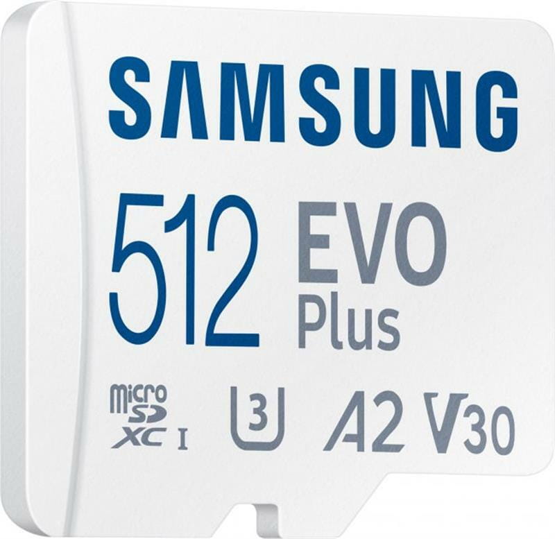 MicroSDXC 512GB UHS-I Class 10 Samsung Evo Plus R130/W130MB/s + SD-адаптер (MB-MC512KA/RU)