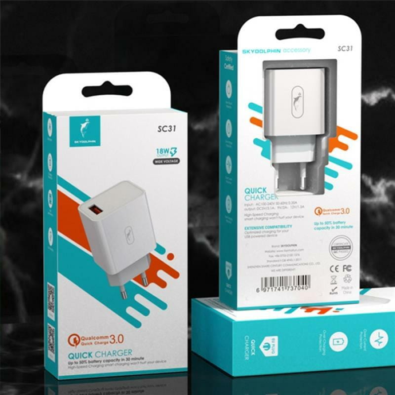 Зарядное устройство SkyDolphin SC31 QC3.0 (1USB, 3.5A) White (MZP-000154)