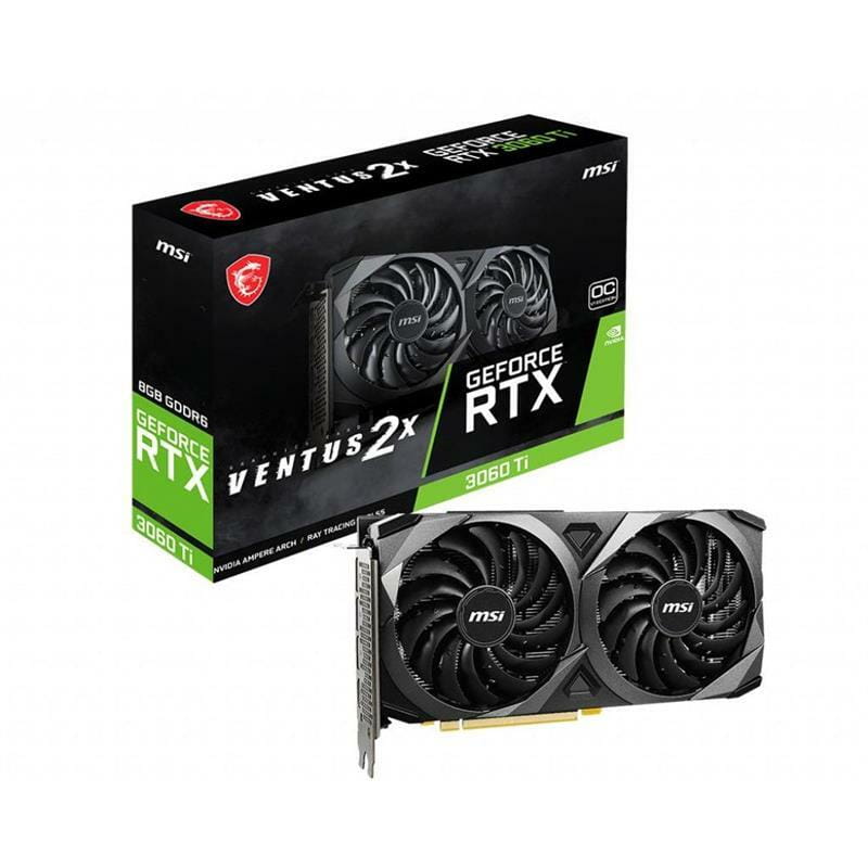 Видеокарта GF RTX 3060 Ti 8GB GDDR6 Ventus 2X OCV1 MSI (GeForce RTX 3060 Ti VENTUS 2X 8G OCV1 LHR)