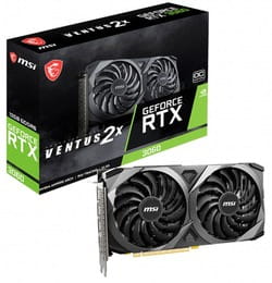 Видеокарта GF RTX 3060 12GB GDDR6 Ventus 2X OC MSI (GeForce RTX 3060 VENTUS 2X 12G OC) (LHR)