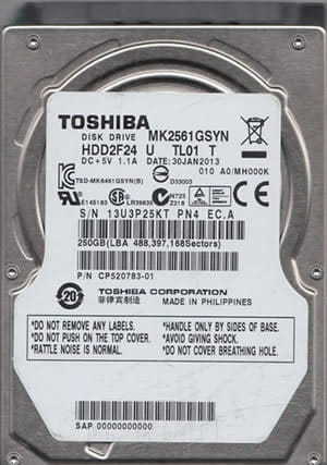 Накопитель HDD 2.5" SATA  250GB Toshiba 7200rpm 16MB (MK2561GSYN) Refurbished