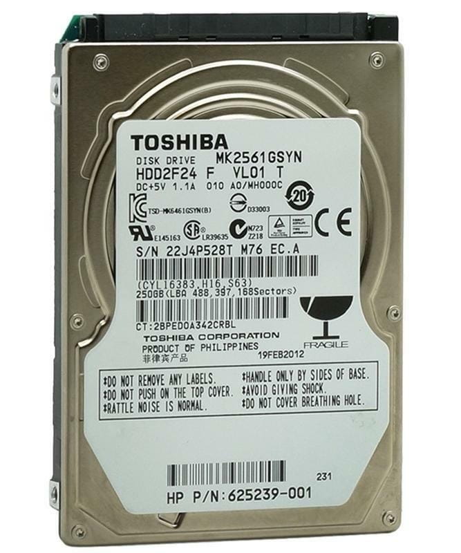 Накопитель HDD 2.5" SATA  250GB Toshiba 7200rpm 16MB (MK2561GSYN) Refurbished