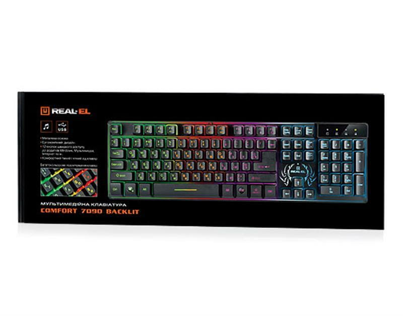 Клавіатура REAL-EL Comfort 7090 Backlit Ukr Black USB