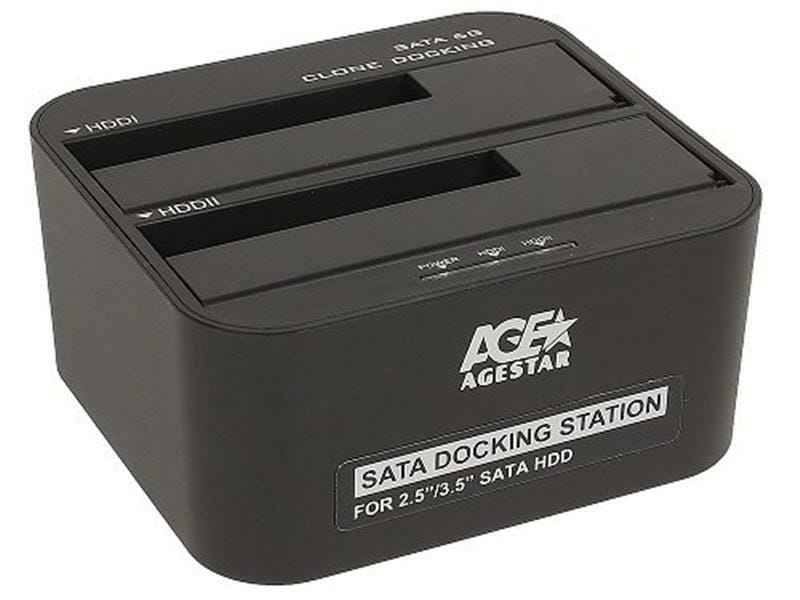 Док-станция AgeStar 3UBT6-6G для 2.5"/3.5" SATA HDD или SSD USB3.0 Black