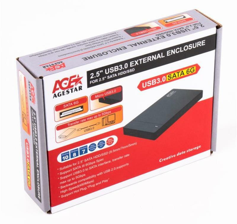 Внешний карман USB3.0 для HDD SATA 2.5" AgeStar 3UB2P3 Black