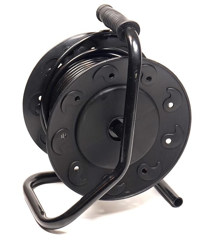 Удлинитель на катушке PowerPlant JY-2002/15 (PPRA10M150S4) 4 розетки, 15 м, черно-желтый