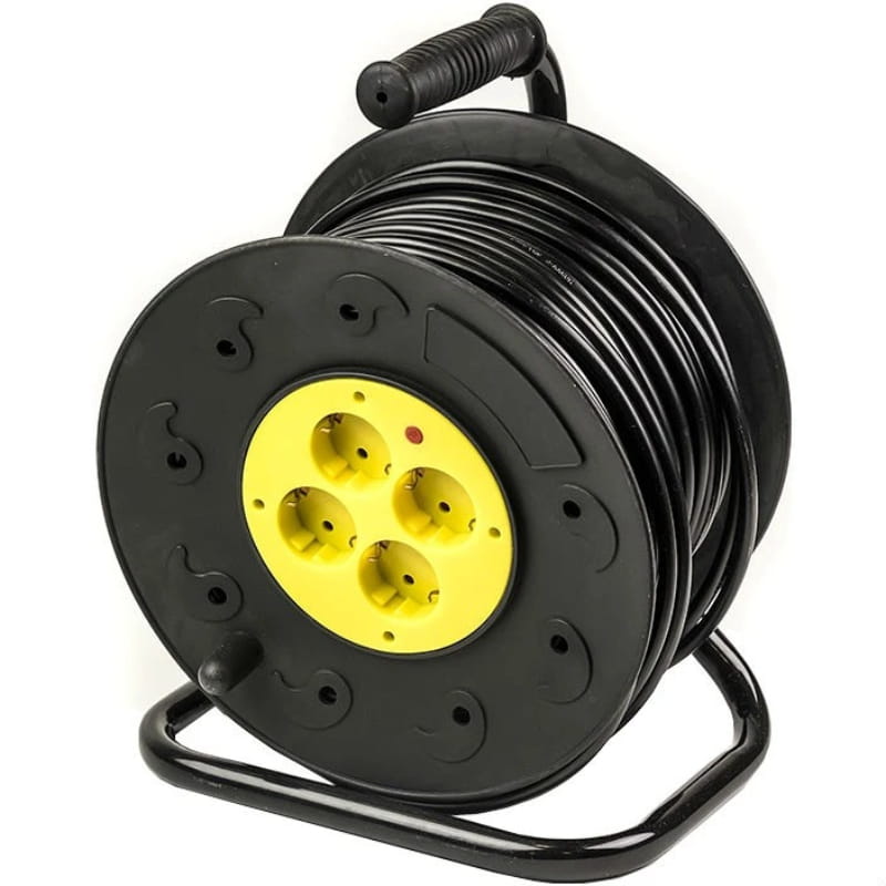 Фильтр питания PowerPlant (PPRA16M50S4L) 4 розетки, 50 м, морозостойкий, черный, на катушке