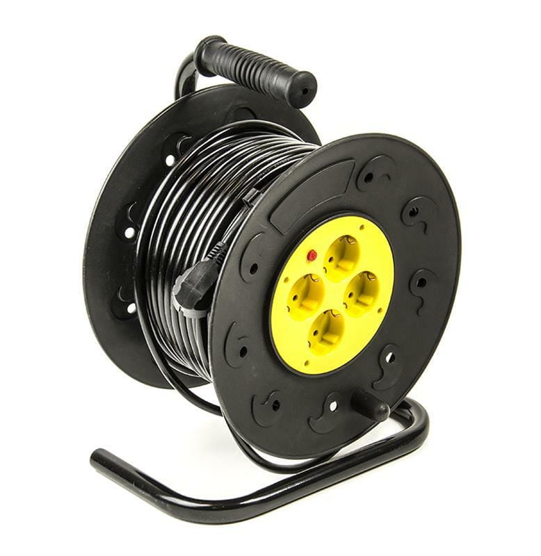 Фільтр живлення PowerPlant JY-2000/40 (PPRA08M400S4) 4 розетки, 40 м, чорний, на котушці