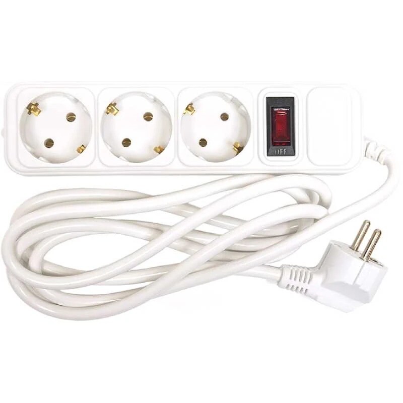 Фильтр питания PowerPlant JY-1054/1.8 (PPSA10M18S3B) 3 розетки, 1.8 м, белый