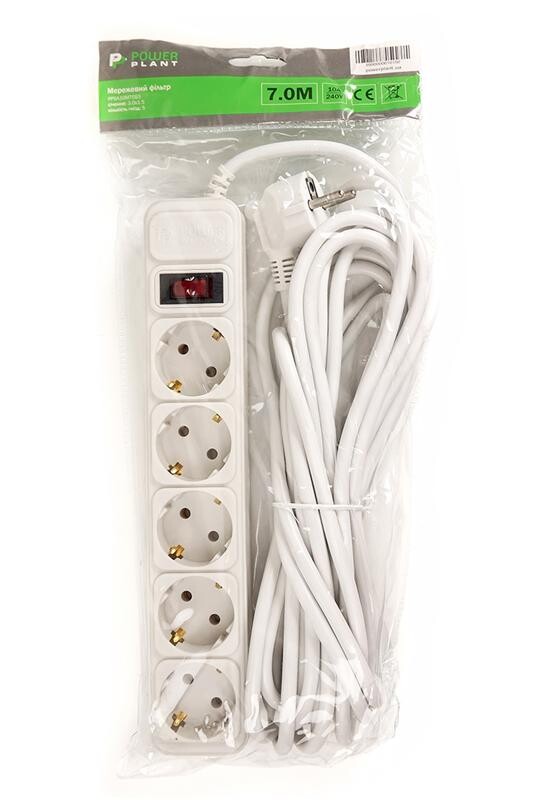 Фильтр питания PowerPlant JY-1056/7 (PPSA10M70S5) 5 розеток, 7 м, белый пакет