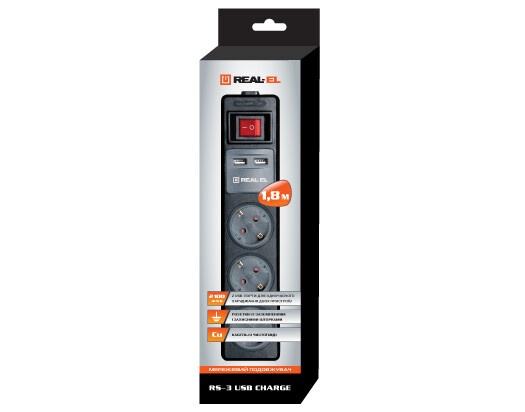 Фільтр живлення REAL-EL RS-3 USB Charge