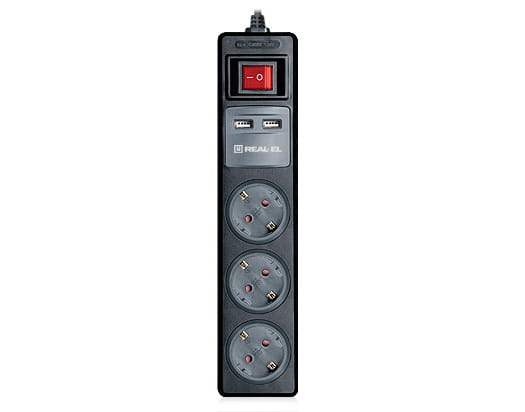 Фильтр питания REAL-EL RS-3 USB Charge
