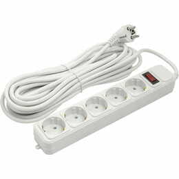 Фильтр питания PowerPlant JY-1056/10 (PPSA10M100S5) 5 розеток, 10 м, белый