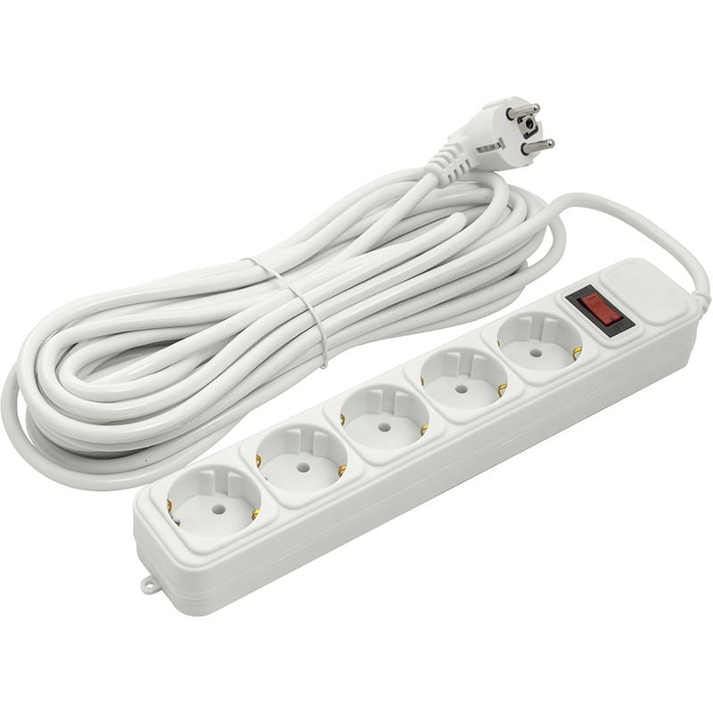Фильтр питания PowerPlant JY-1056/10 (PPSA10M100S5) 5 розеток, 10 м, белый