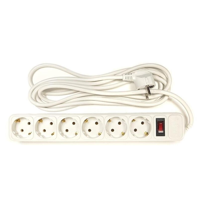 Фильтр питания PowerPlant JY-1057/3 (PPSA10M30S6) 6 розеток, 3 м, белый
