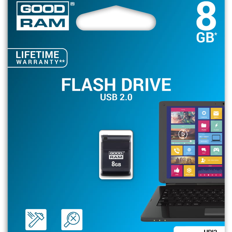 Флеш-накопитель USB  8GB GOODRAM UPI2 (Piccolo) Black (UPI2-0080K0R11)