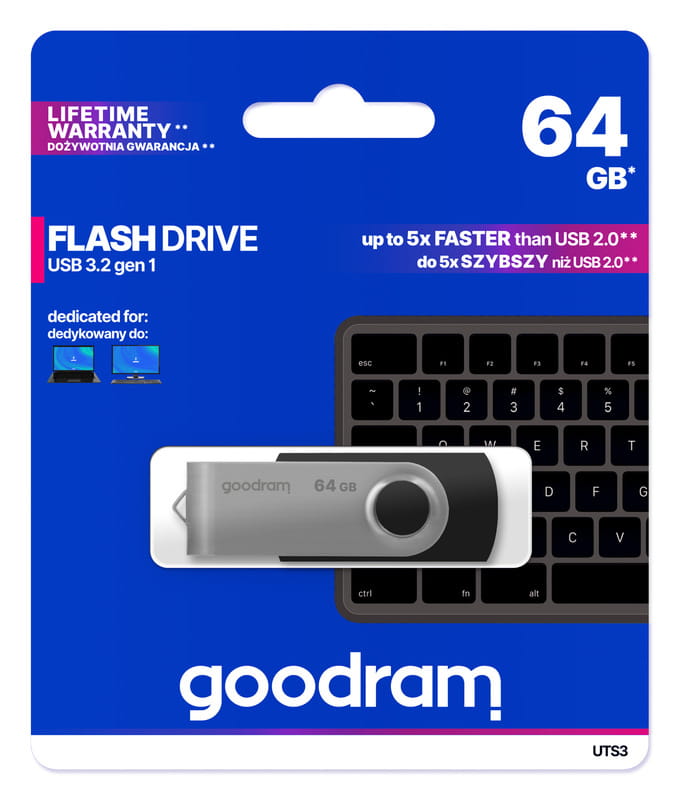 Флеш-накопитель USB3.2 64GB Goodram UTS3 (Twister) Black (UTS3-0640K0R11)