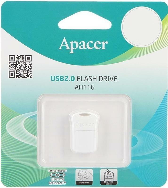 Флеш-накопитель USB 16GB Apacer AH116 White (AP16GAH116W-1)