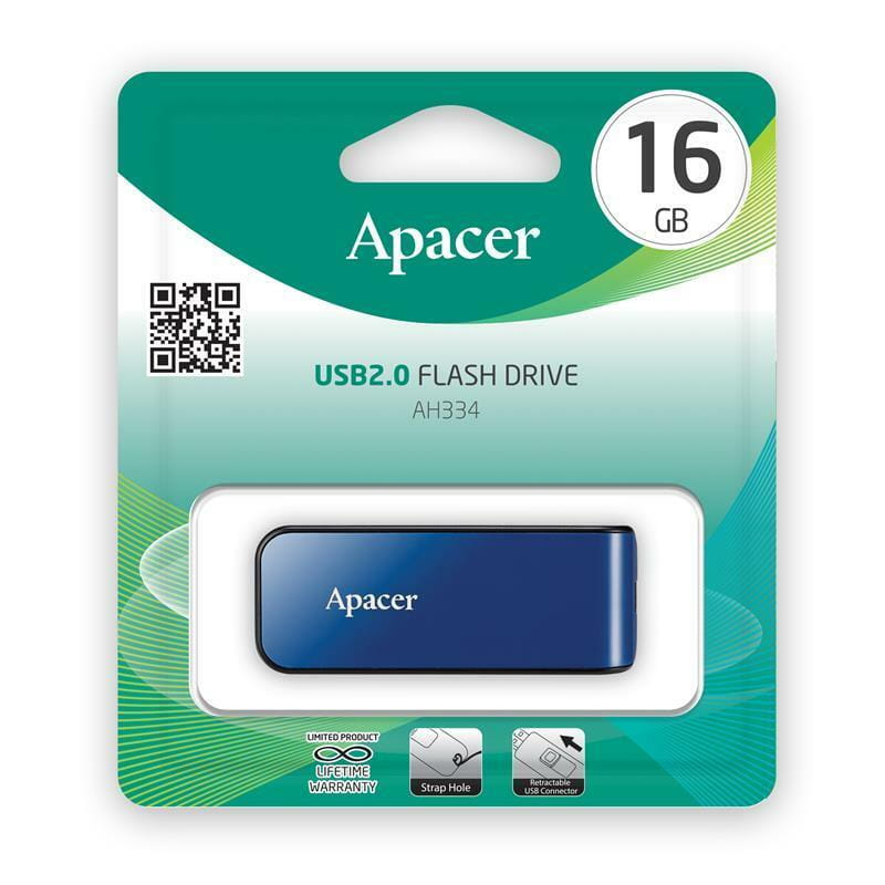 Флеш-накопитель USB 16GB Apacer AH334 Blue (AP16GAH334U-1)