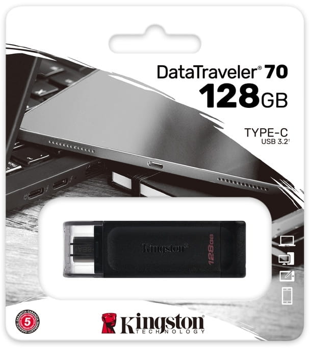 Флеш-накопитель USB3.2 128GB Type-C Kingston DataTraveler 70 Black (DT70/128GB)