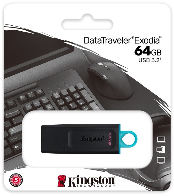 Флеш-накопитель USB3.2 64GB Kingston DataTraveler Exodia Black/Teal (DTX/64GB)