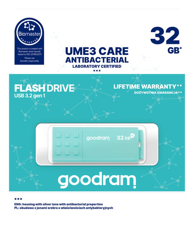 Флеш-накопичувач USB3.2 32GB Goodram UME3 Care Green (UME3-0320CRR11)