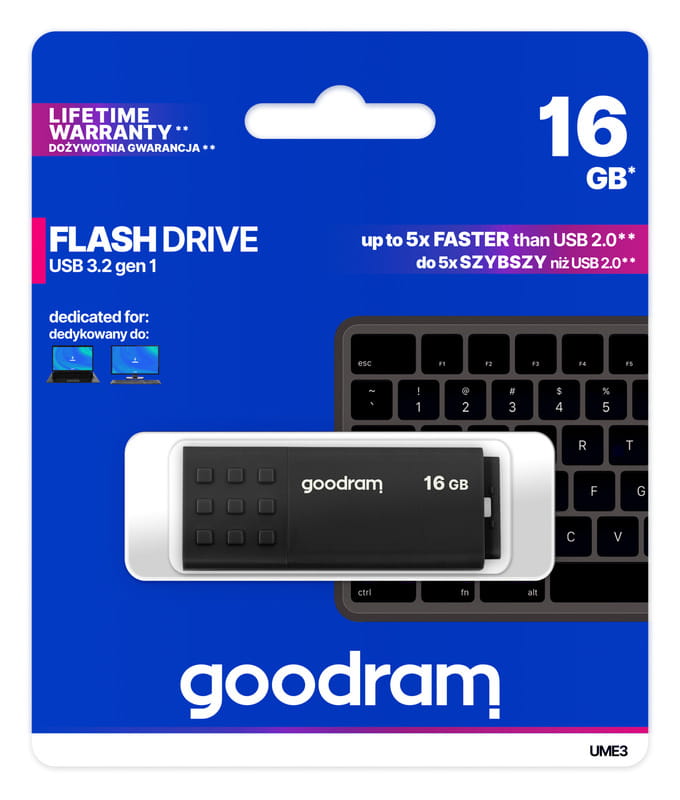 Флеш-накопитель USB3.2 16GB Goodram UME3 Black (UME3-0160K0R11)