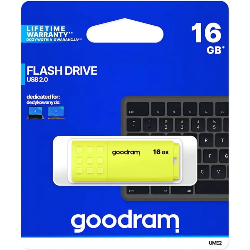 Флеш-накопичувач USB2.0 16GB Goodram UME2 Yellow (UME2-0160Y0R11)