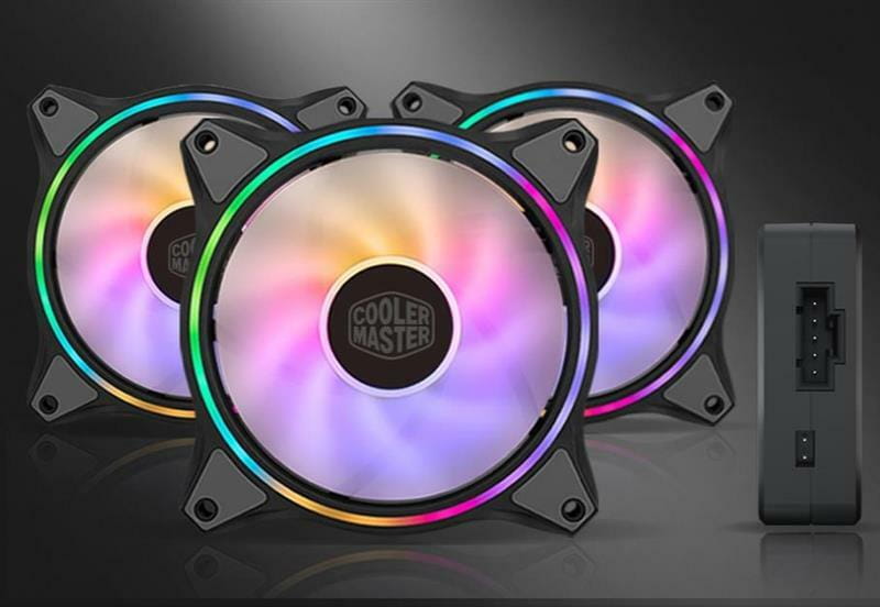 Набор вентиляторов CoolerMaster MasterFan MF120 Halo 3in1 ARGB Sync+Wired ARGB Controller (MFL-B2DN-183PA-R1), 120х120х25 мм, 4pin, черный