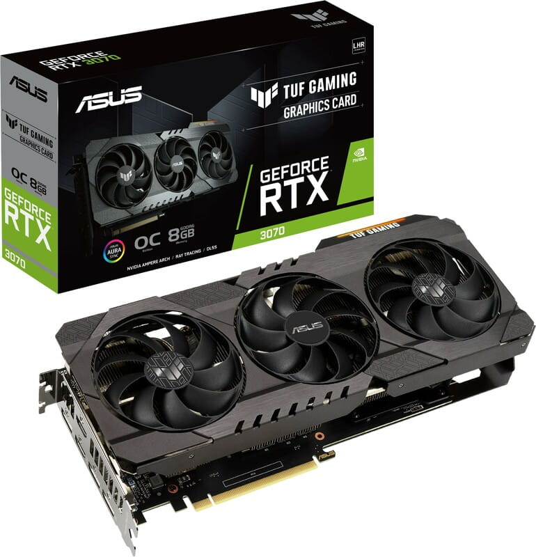 Видеокарта GF RTX 3070 8GB GDDR6 TUF Gaming V2 OC Asus (TUF-RTX3070-O8G-V2-GAMING) (LHR)