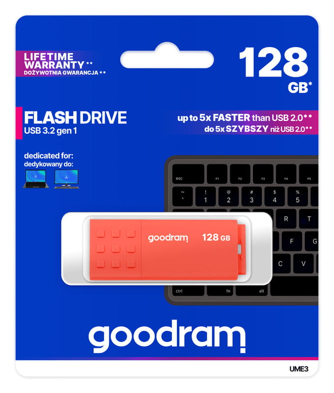 Флеш-накопичувач USB3.2 128GB Goodram UME3 Orange (UME3-1280O0R11)