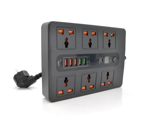 Сетевой фильтр Voltronic (BKL-11/18766) 6 розеток, 5 USB, 6, 1 USB-C, 2 м, Black