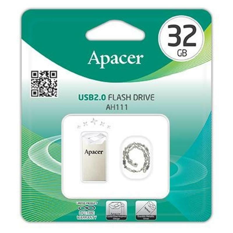 Флеш-накопитель USB 64GB Apacer AH111 Silver/Crystal (AP64GAH111CR-1)